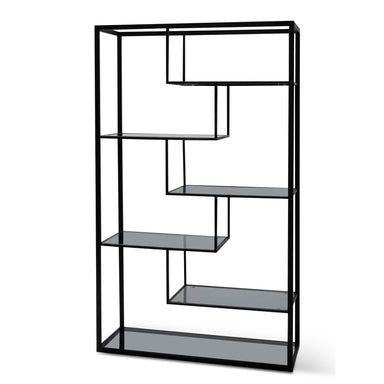 CDT6389-KS 1.2m Grey Glass Shelving Unit - Black Frame