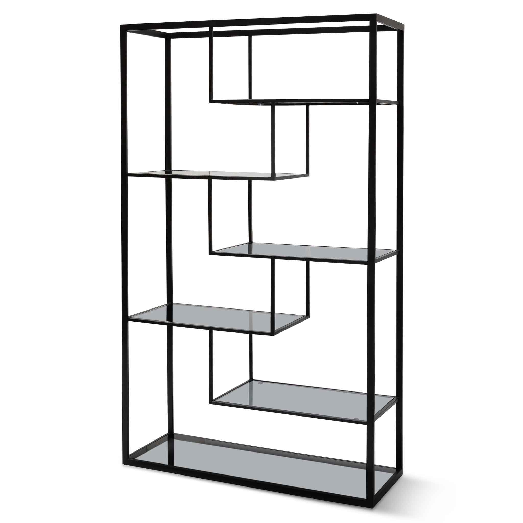 Elle Grey Glass Shelving Unit - Black Frame