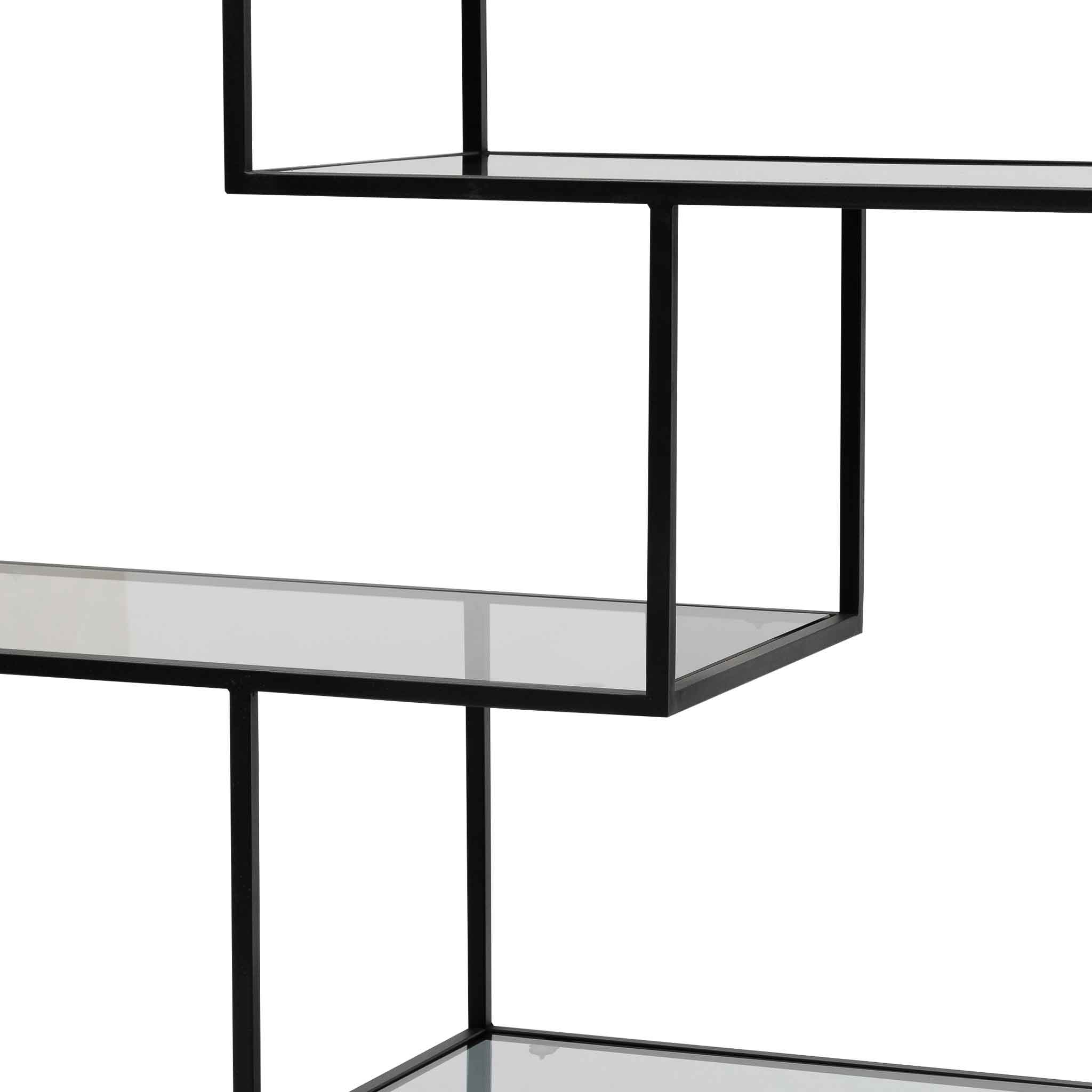 Elle Grey Glass Shelving Unit - Black Frame