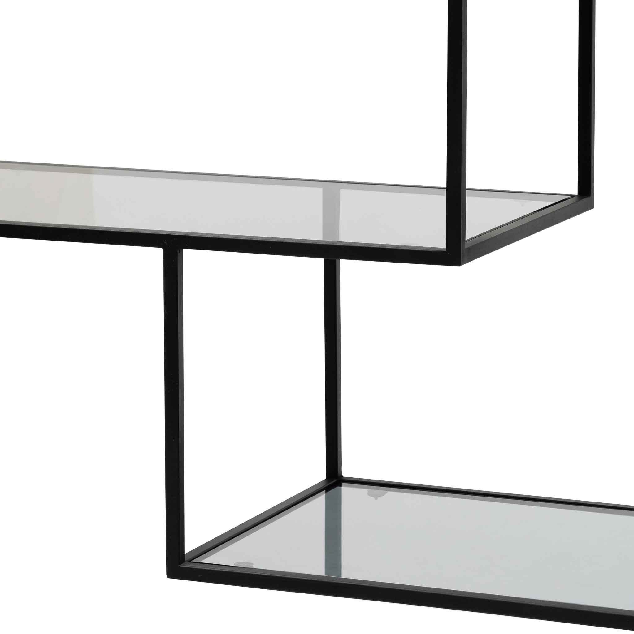 Elle Grey Glass Shelving Unit - Black Frame