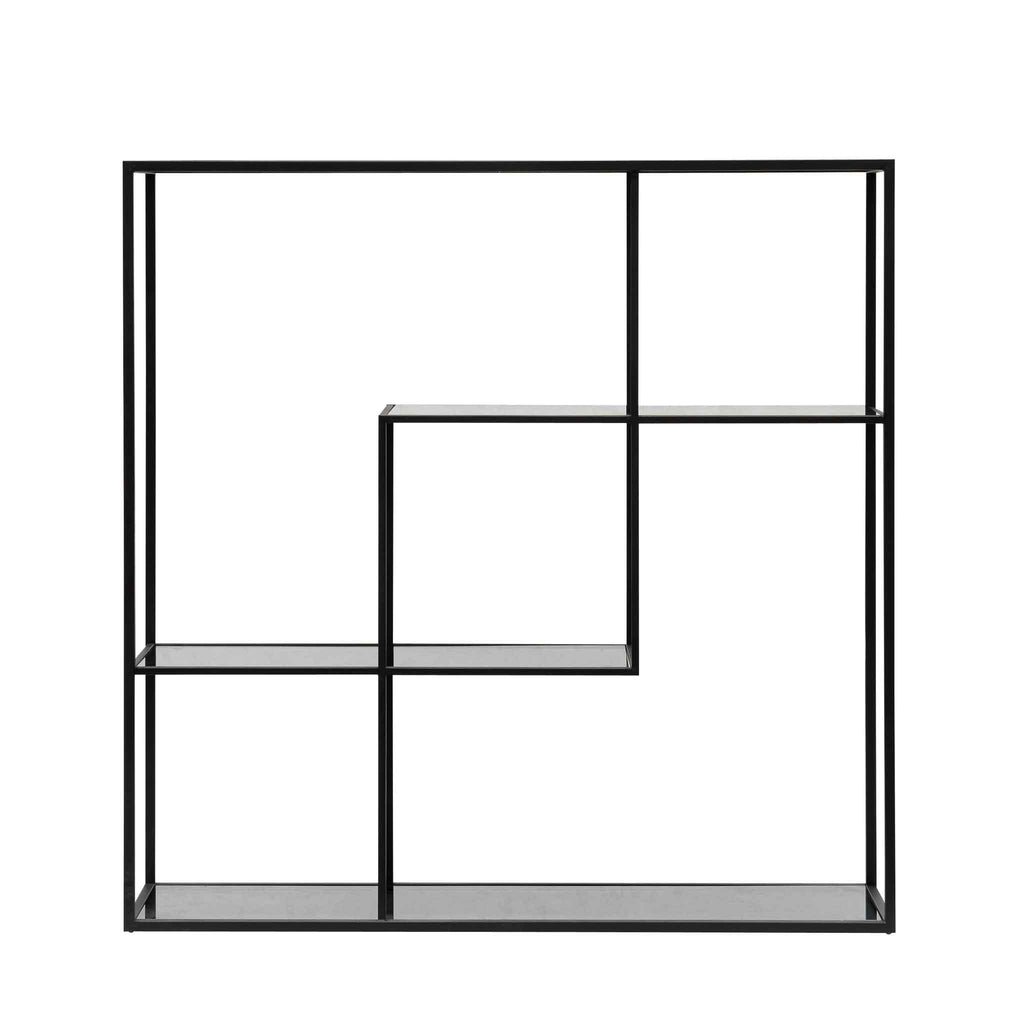 Elle Grey Glass Small Shelving Unit - Black Frame