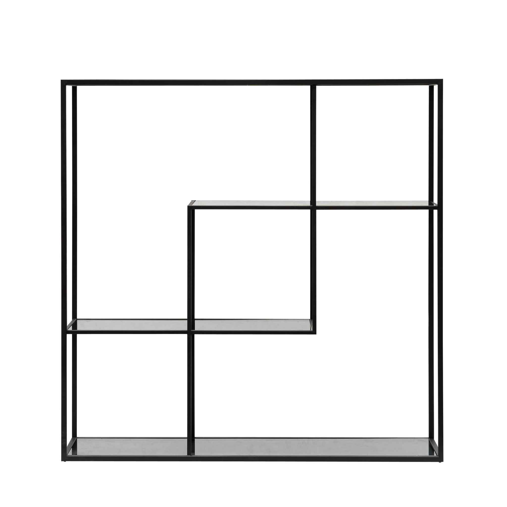 Elle Grey Glass Small Shelving Unit - Black Frame