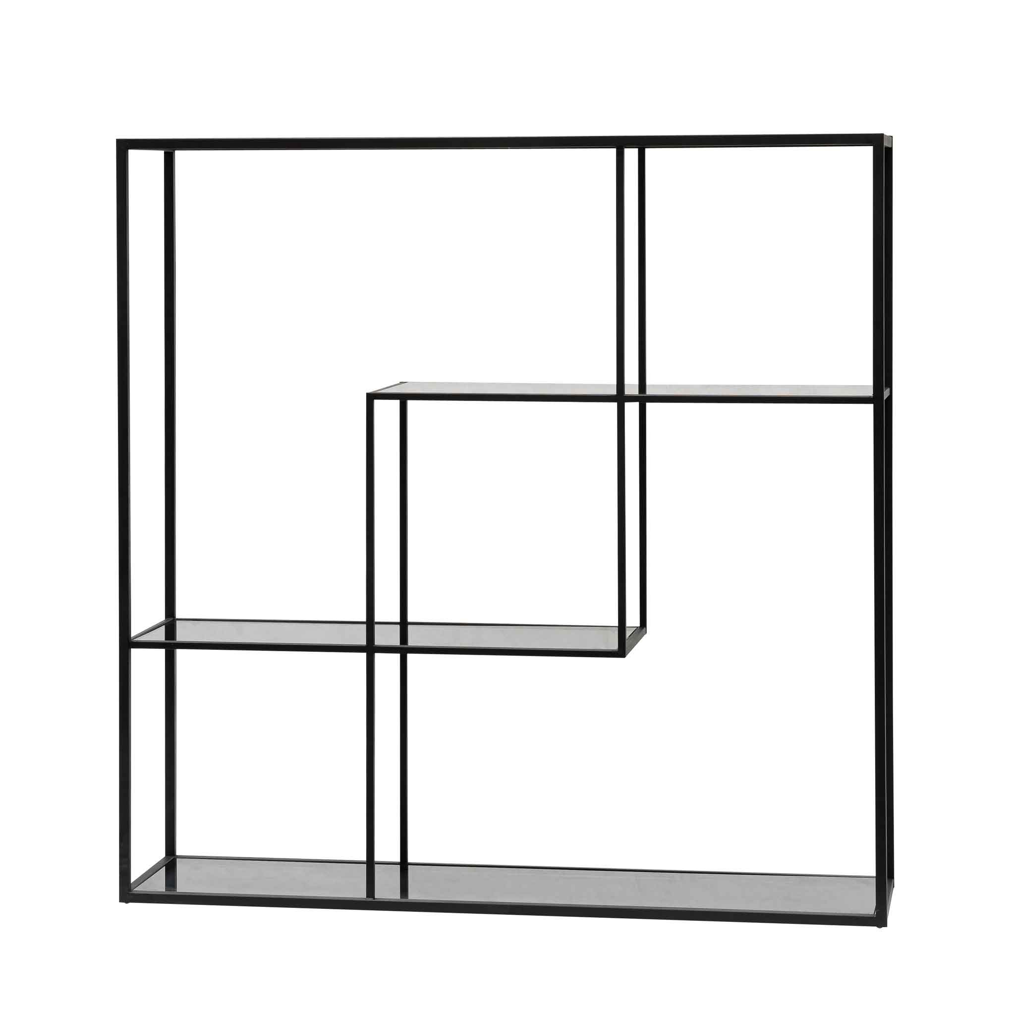 Elle Grey Glass Small Shelving Unit - Black Frame