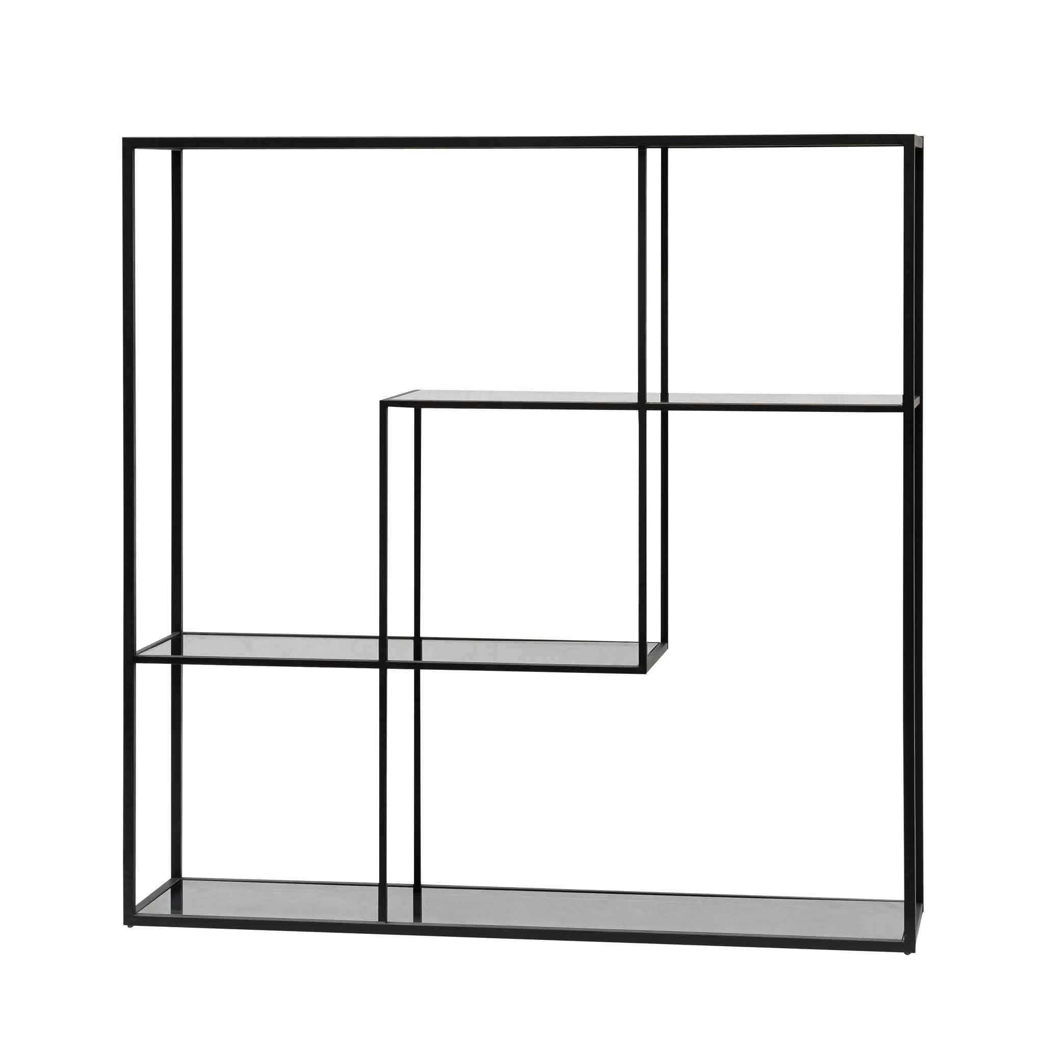 Elle Grey Glass Small Shelving Unit - Black Frame