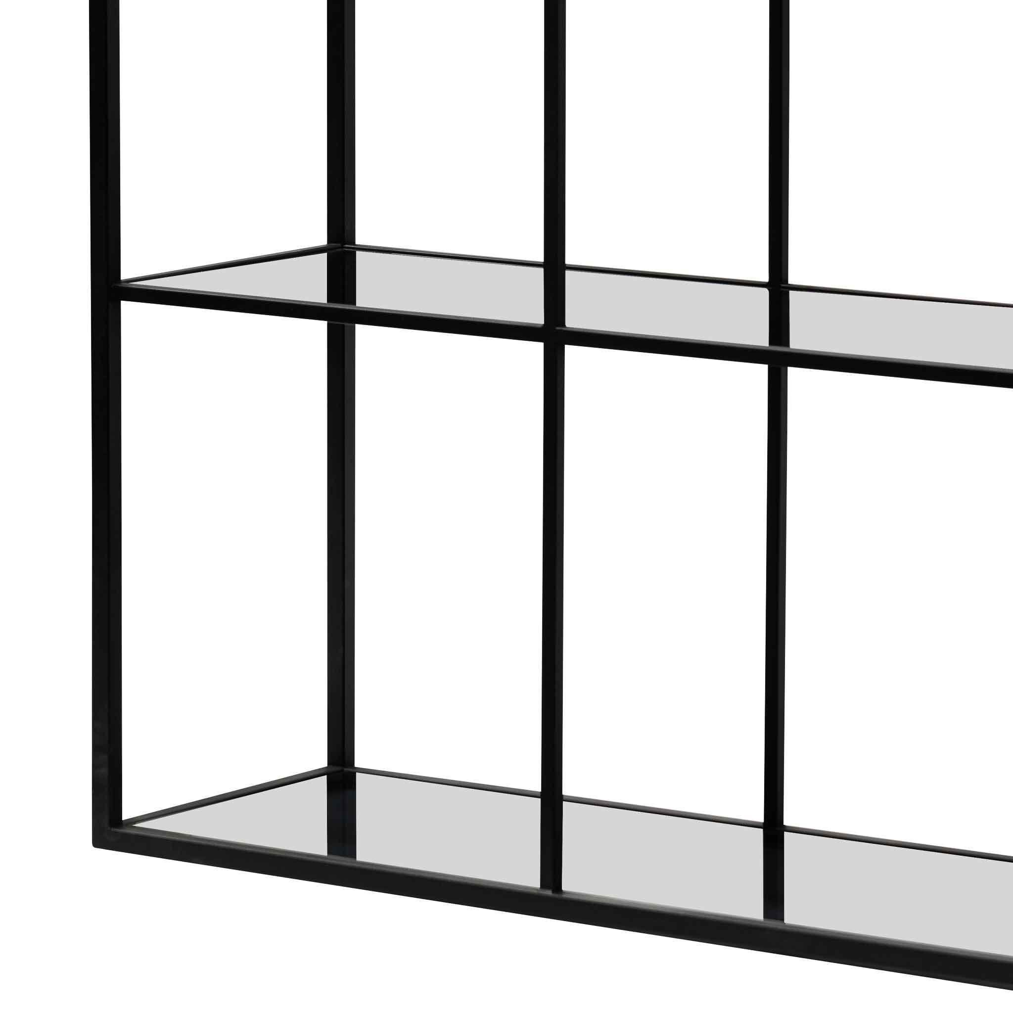 Elle Grey Glass Small Shelving Unit - Black Frame