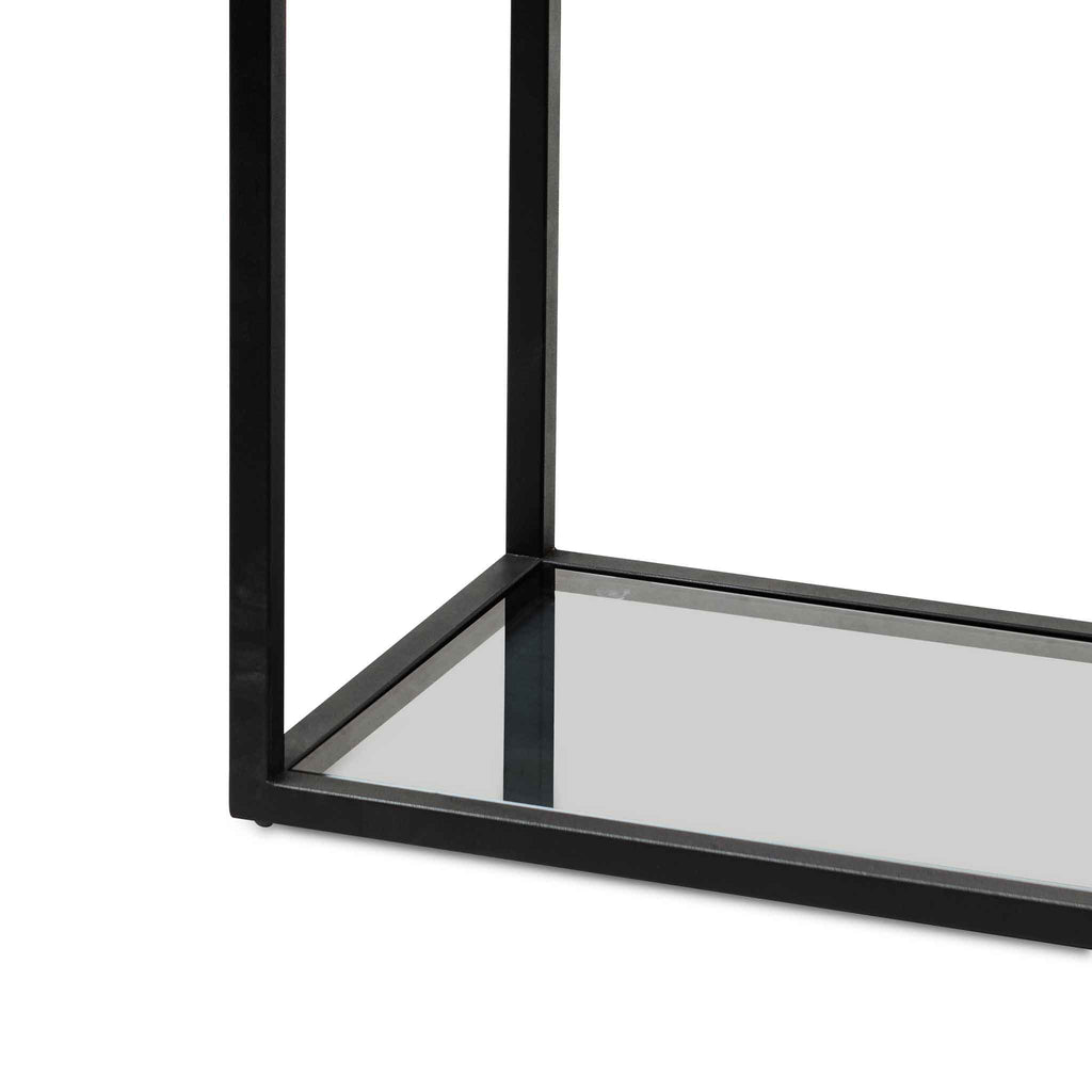 Elle Grey Glass Small Shelving Unit - Black Frame
