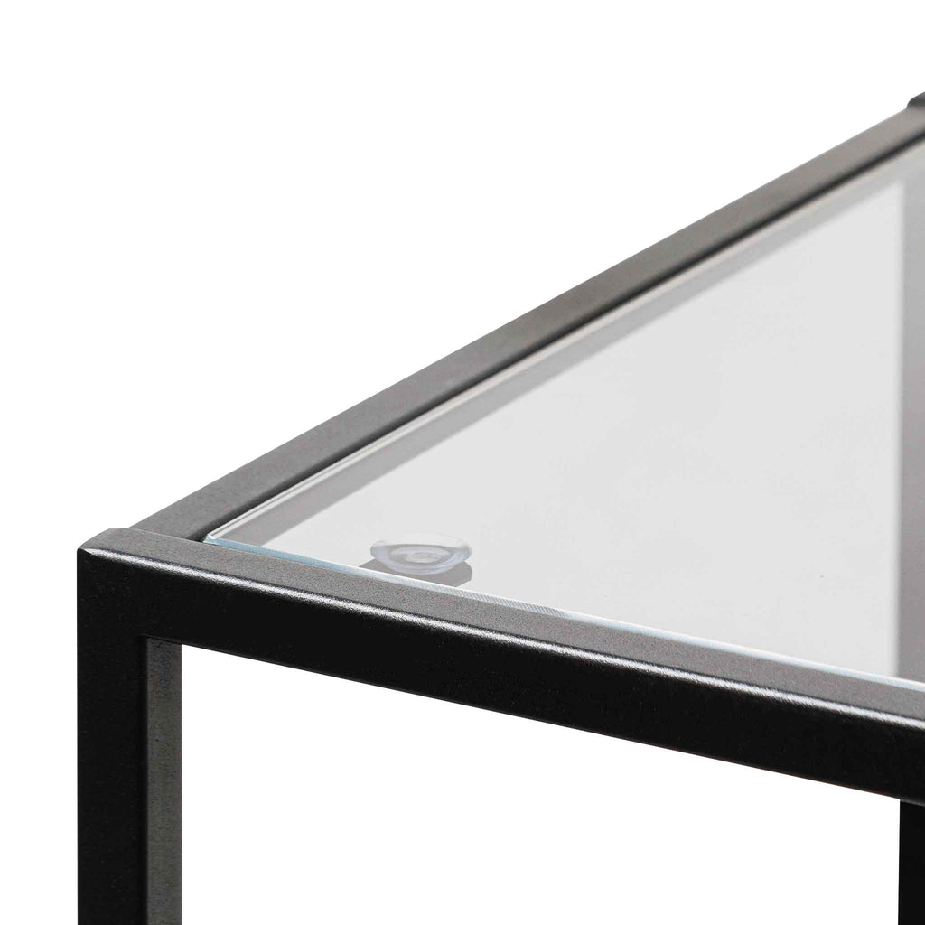 Elle Grey Glass Small Shelving Unit - Black Frame