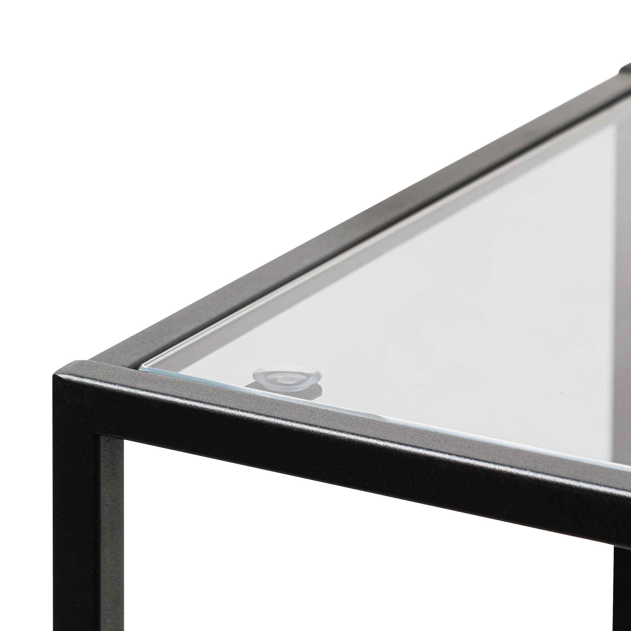 Elle Grey Glass Small Shelving Unit - Black Frame