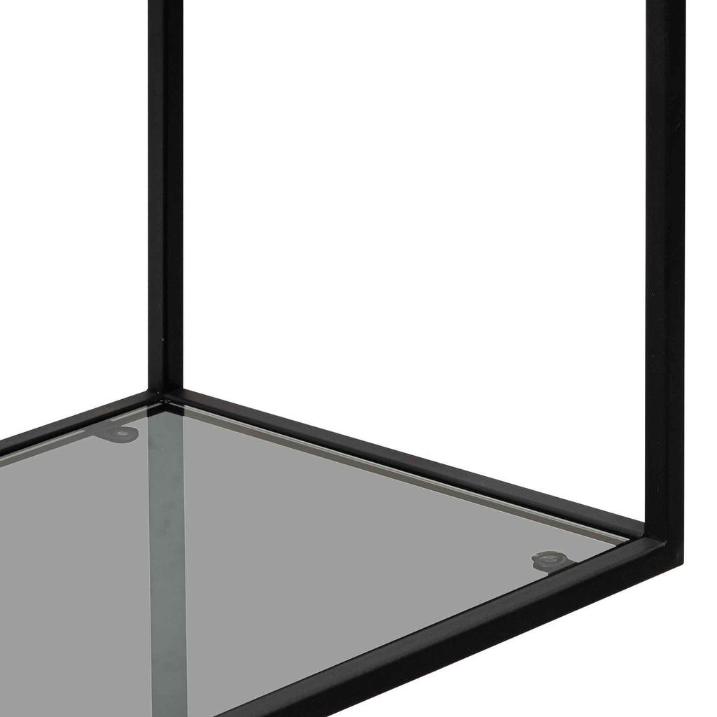 Elle Grey Glass Small Shelving Unit - Black Frame