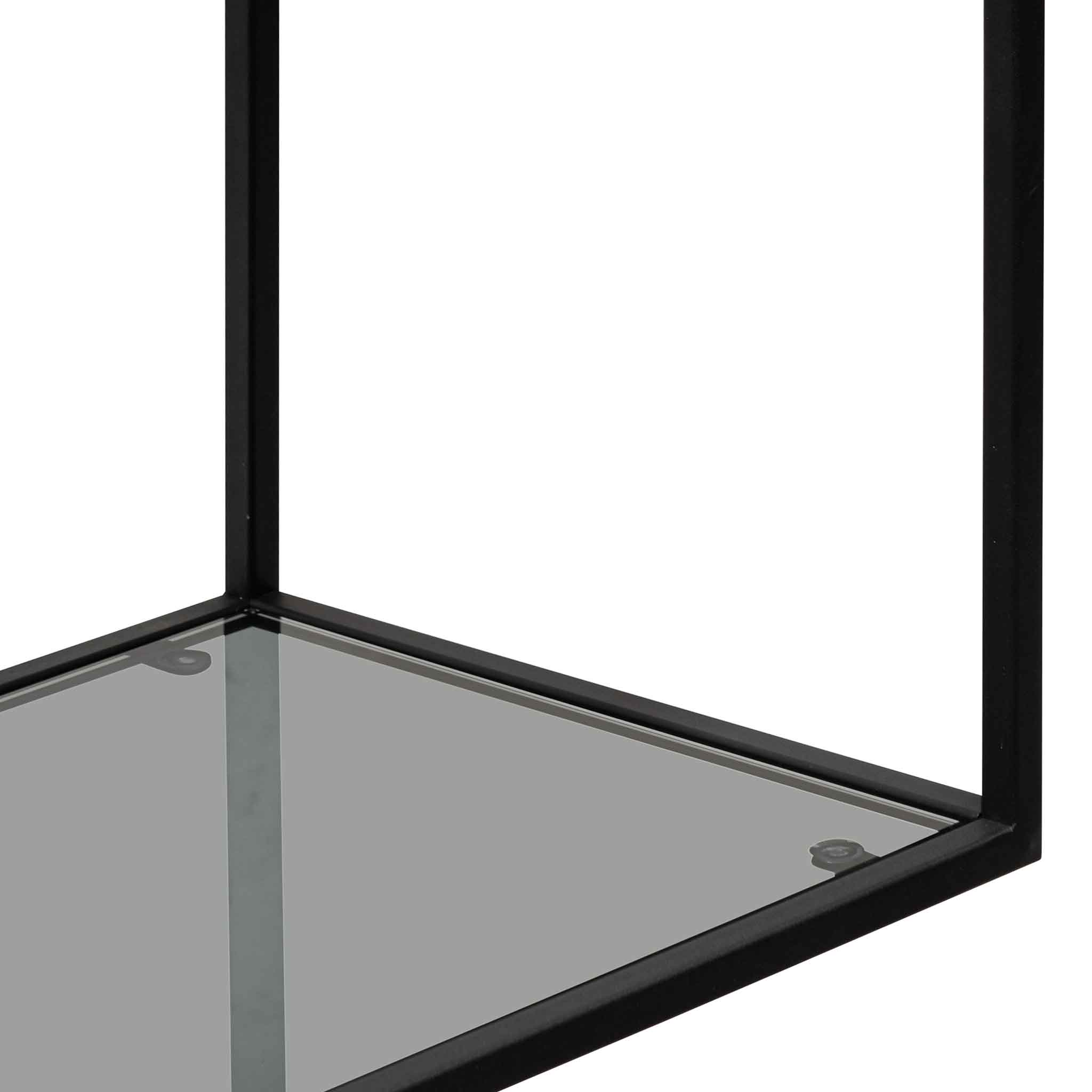 Elle Grey Glass Small Shelving Unit - Black Frame