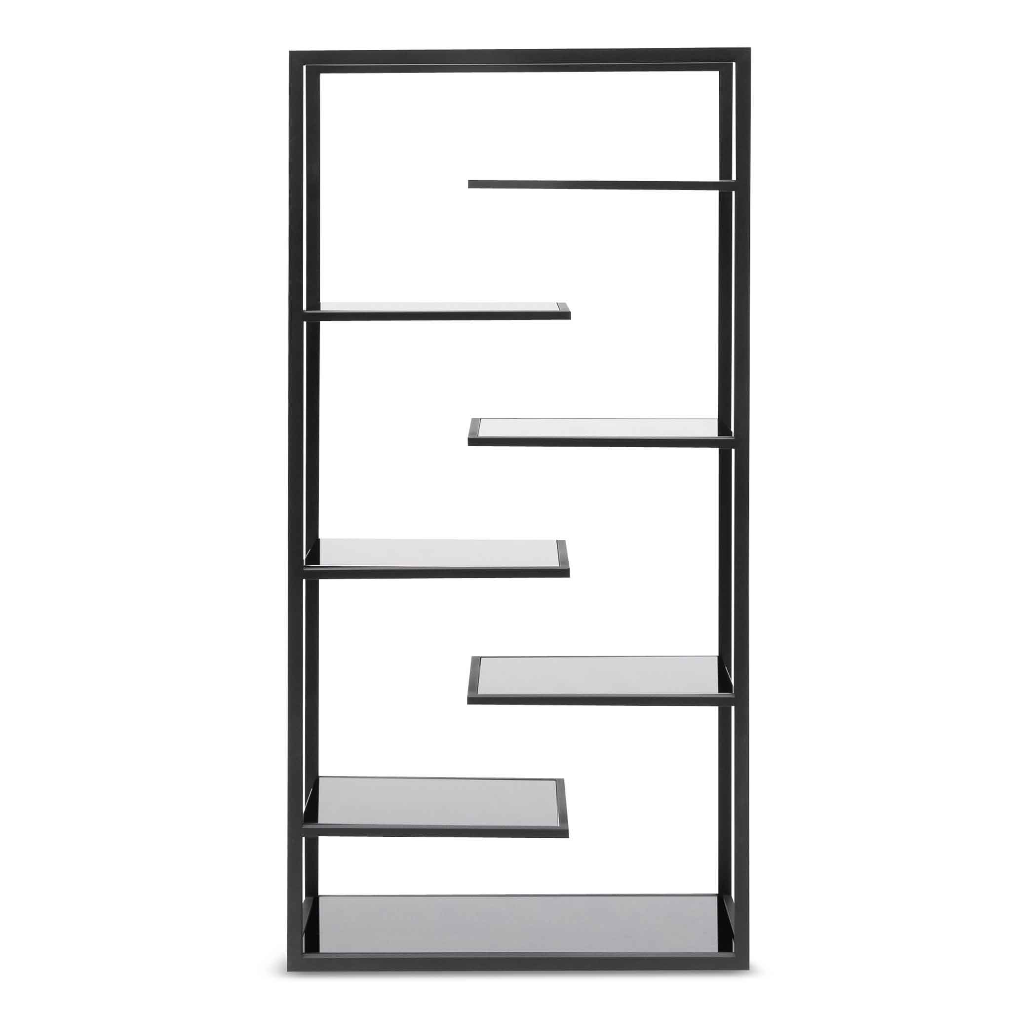 Catelin Black Glass Shelving Unit - Black Frame