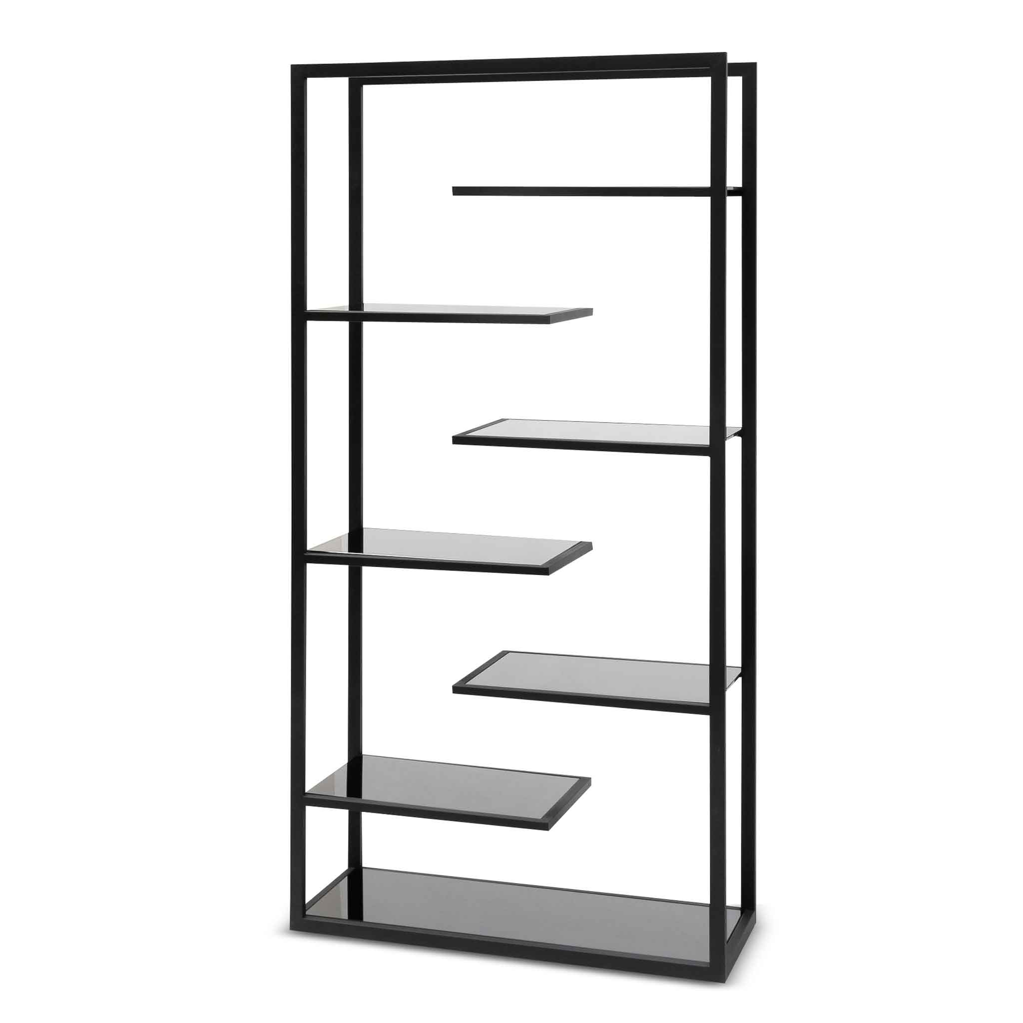 Catelin Black Glass Shelving Unit - Black Frame