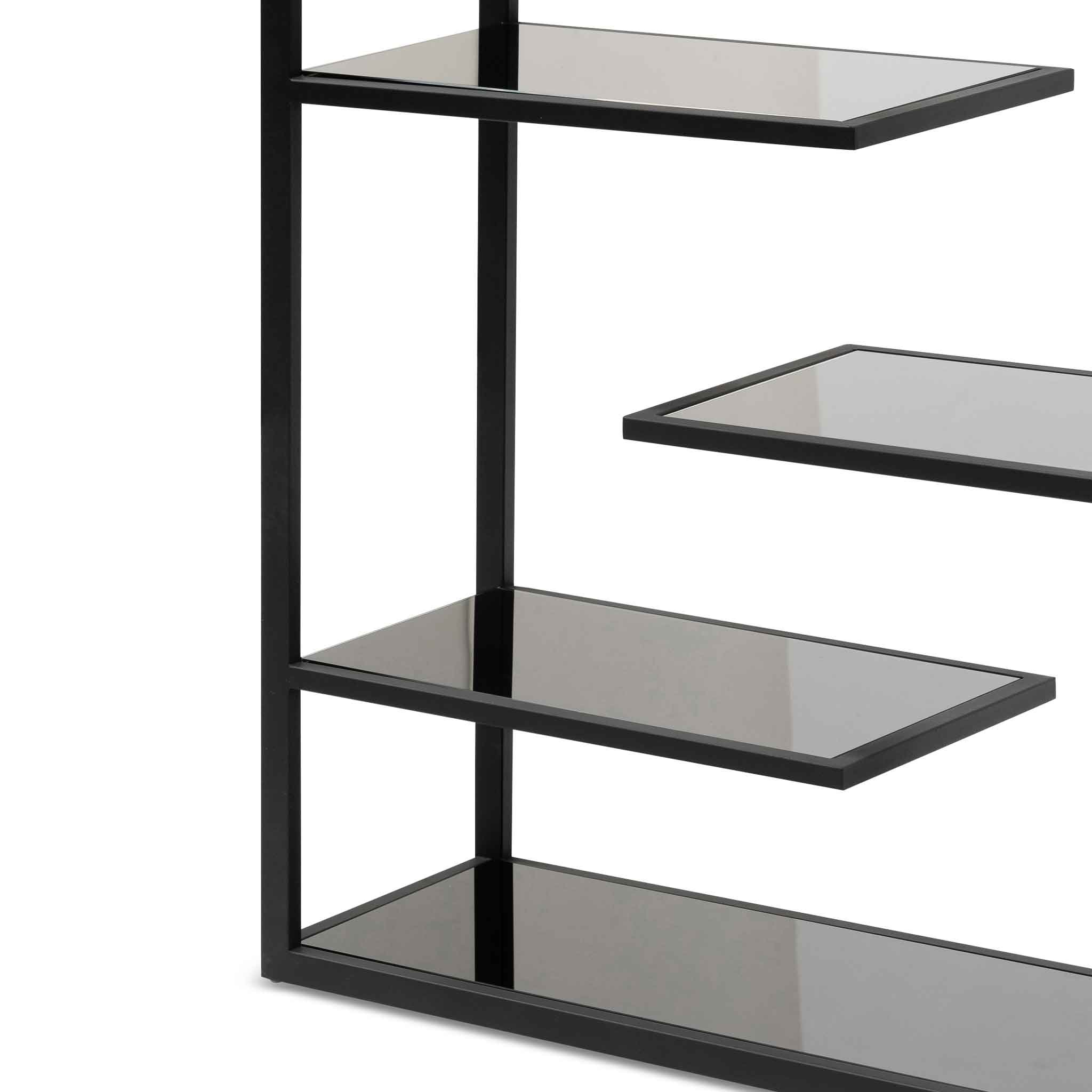 Catelin Black Glass Shelving Unit - Black Frame