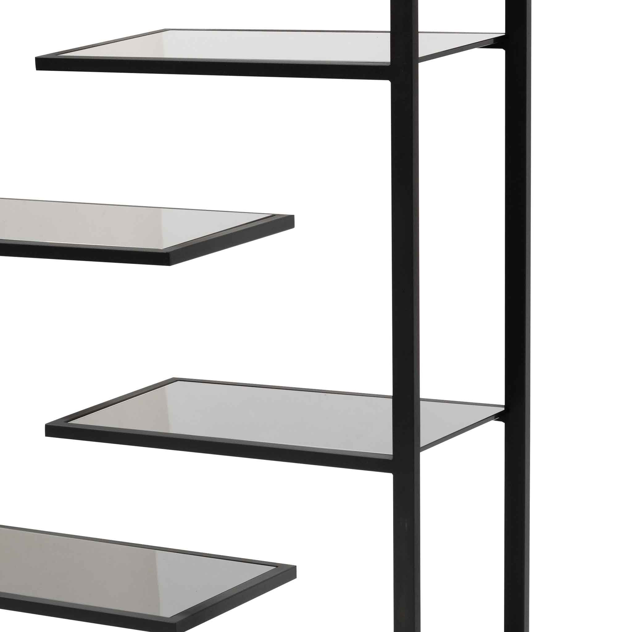 Catelin Black Glass Shelving Unit - Black Frame