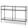 Trevino 1.2m Grey Glass Console Table - Black Base
