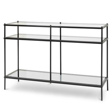 Trevino 1.2m Grey Glass Console Table - Black Base