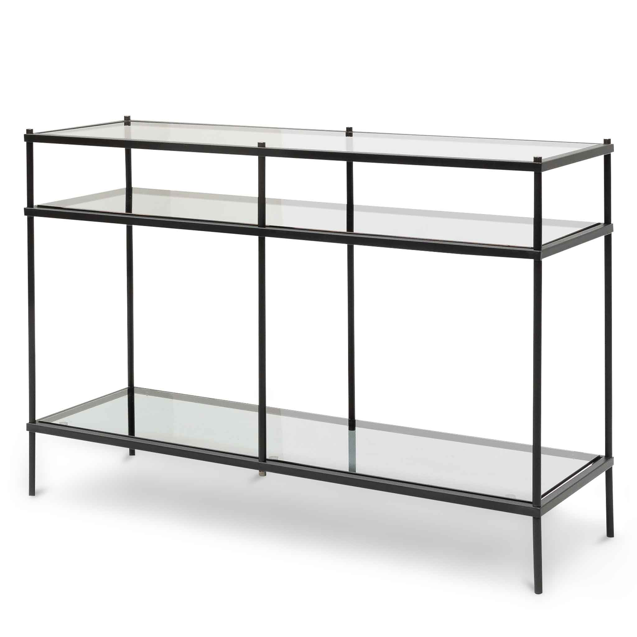 Trevino 1.2m Grey Glass Console Table - Black Base