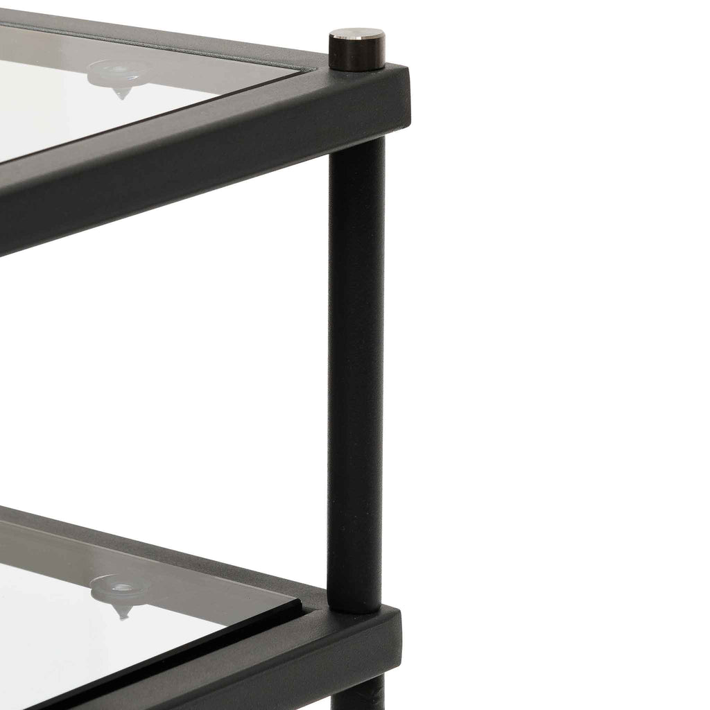 Trevino 1.2m Grey Glass Console Table - Black Base