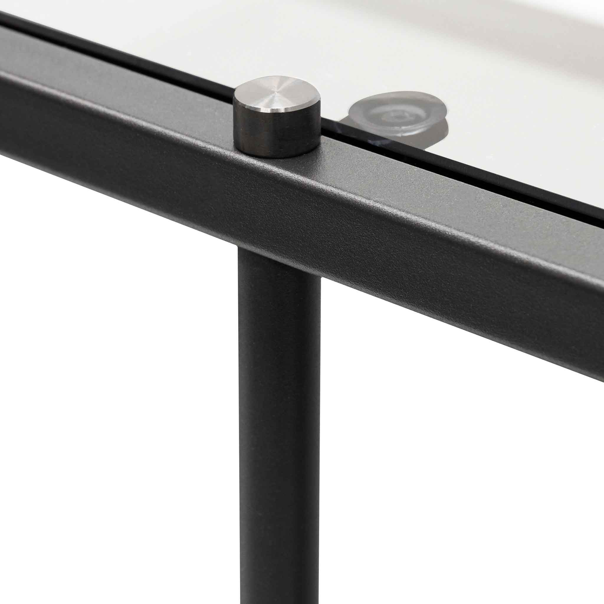 Trevino 1.2m Grey Glass Console Table - Black Base