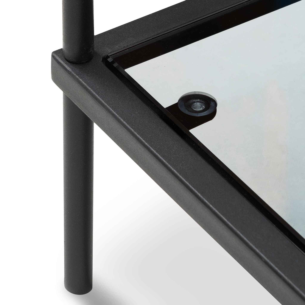 Trevino 1.2m Grey Glass Console Table - Black Base