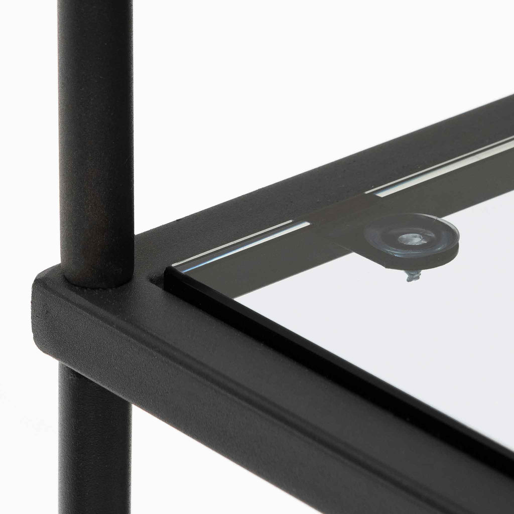 Trevino 1.2m Grey Glass Console Table - Black Base