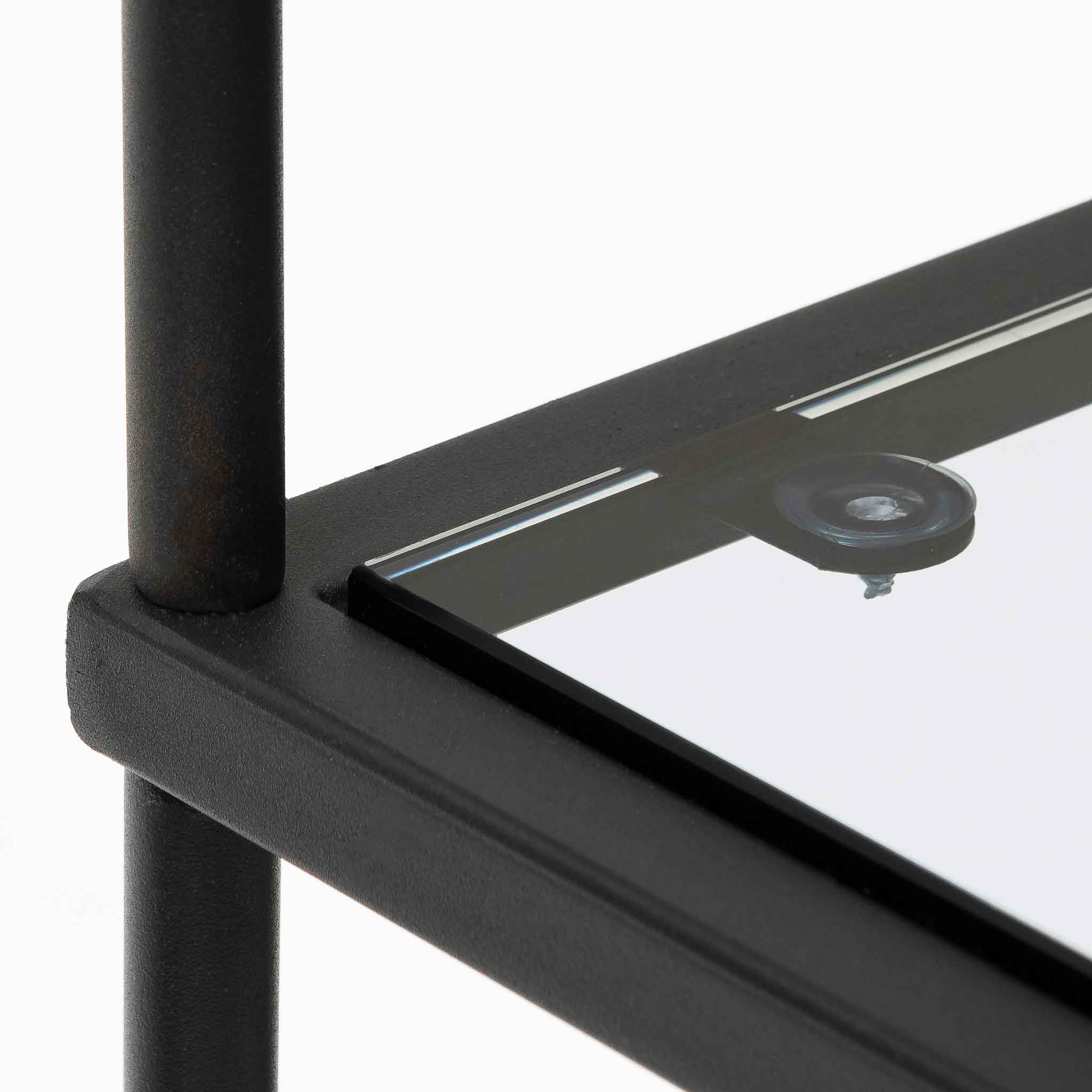 Trevino 1.2m Grey Glass Console Table - Black Base