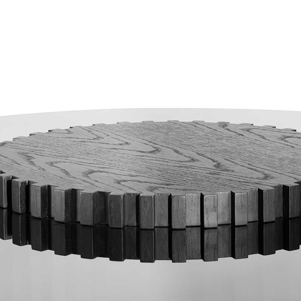 Lamar 1.2m Grey Glass Round Dining Table - Black