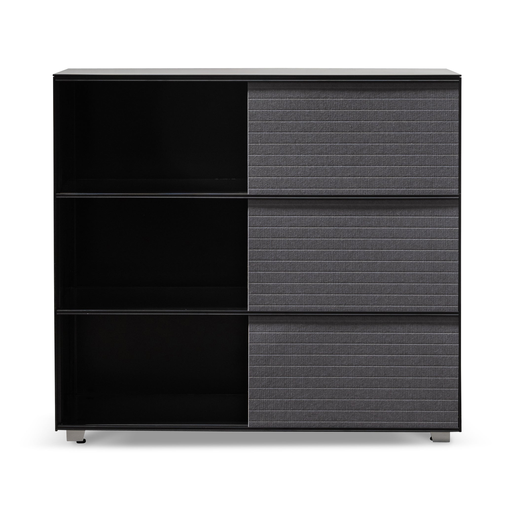 Winford Inter-layered Black Storage Cabinet - Grey Doors