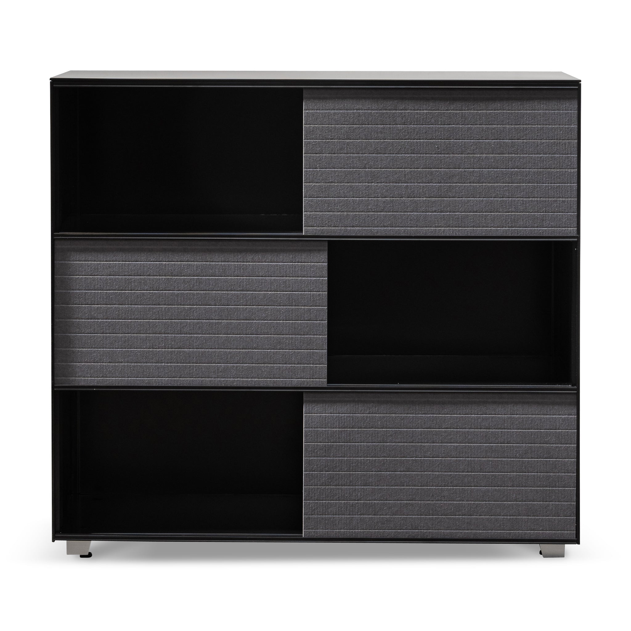 Winford Inter-layered Black Storage Cabinet - Grey Doors