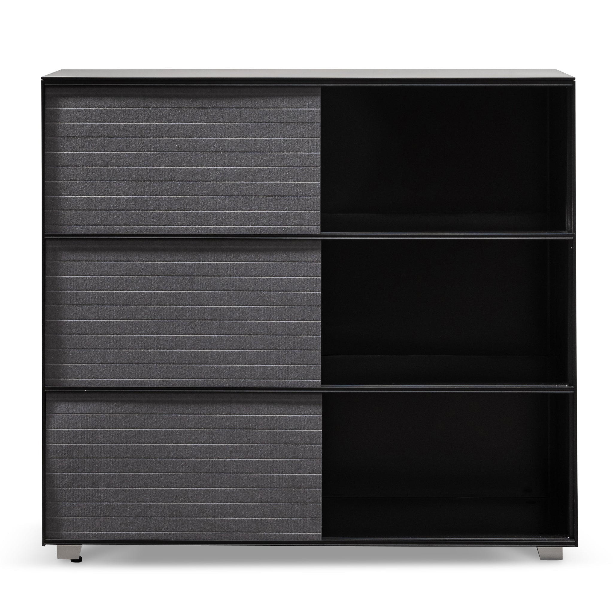 Winford Inter-layered Black Storage Cabinet - Grey Doors