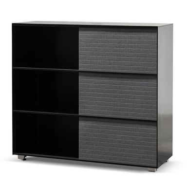 CDT6548-SN Inter-layered Black Storage Cabinet - Grey Doors