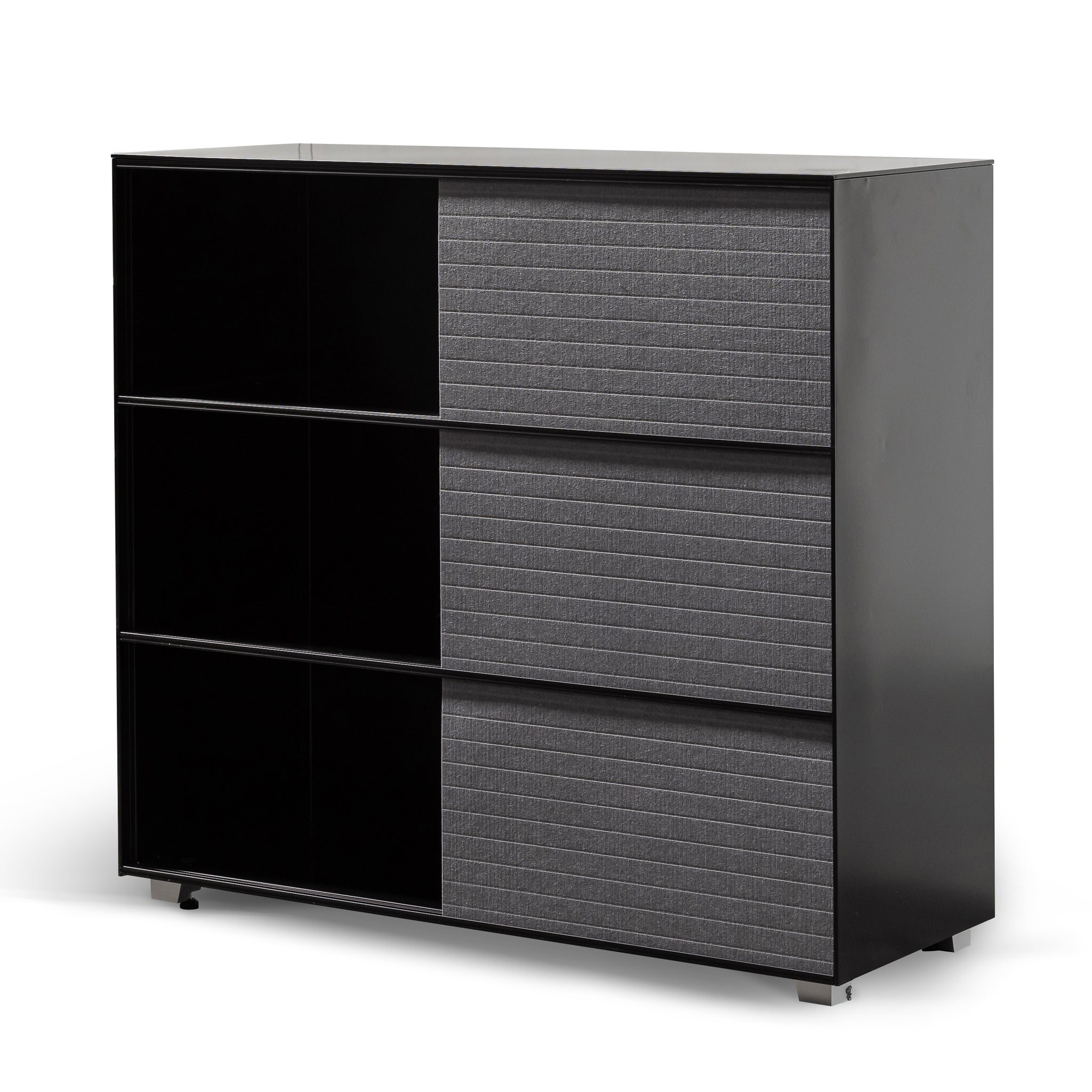 Winford Inter-layered Black Storage Cabinet - Grey Doors