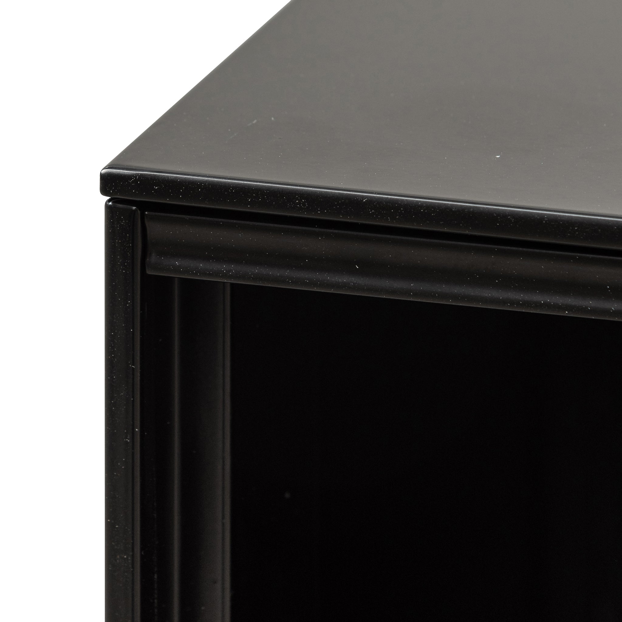 Winford Inter-layered Black Storage Cabinet - Grey Doors