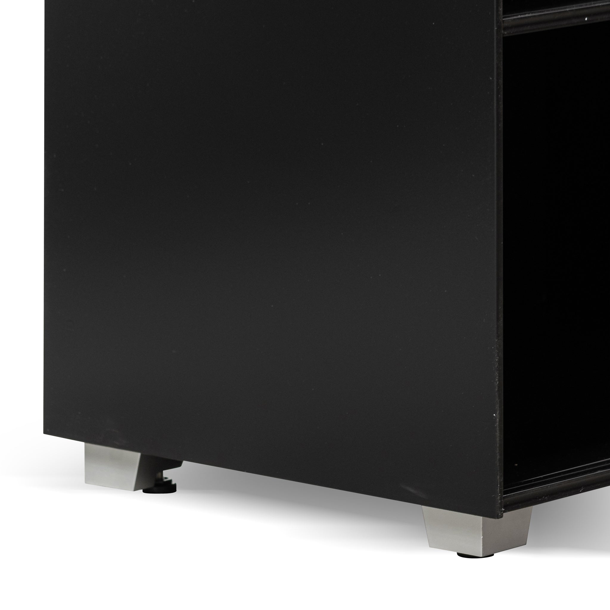 Winford Inter-layered Black Storage Cabinet - Grey Doors