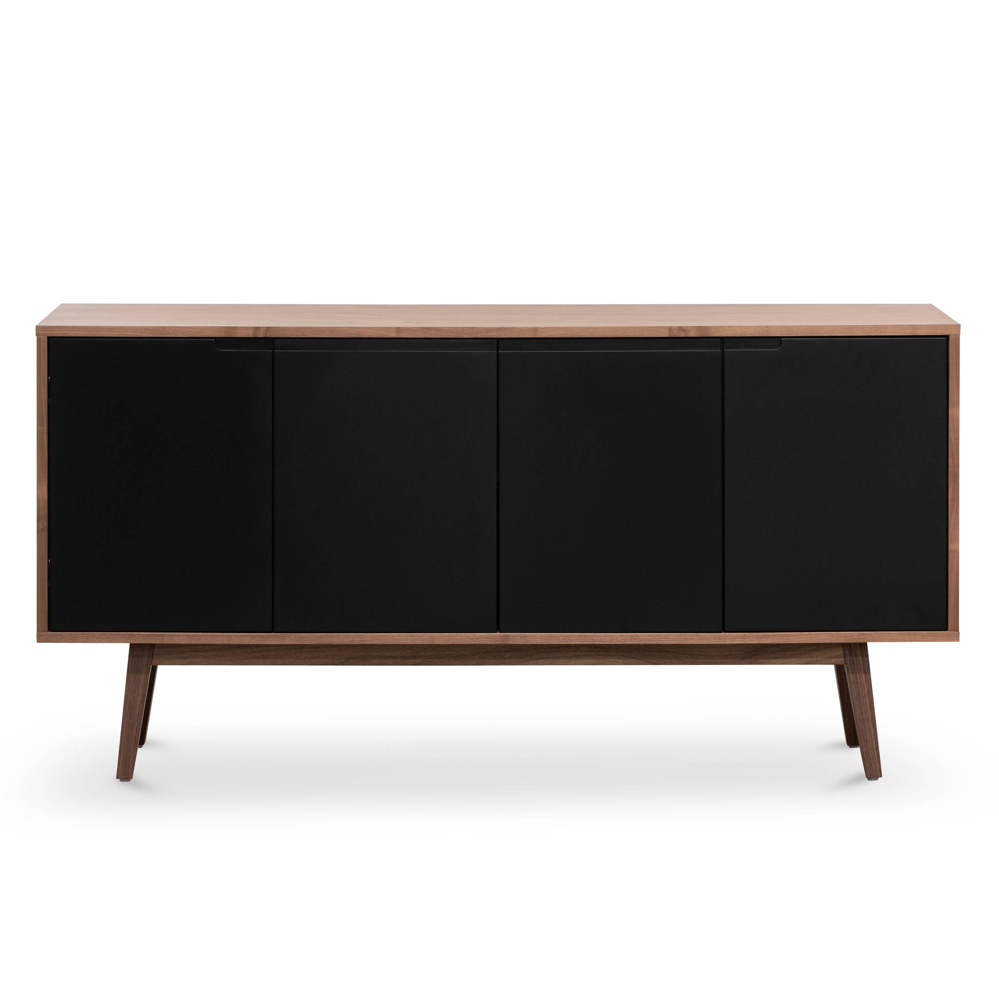 Marc 1.6m Sideboard Buffet Unit - Walnut with Black Doors