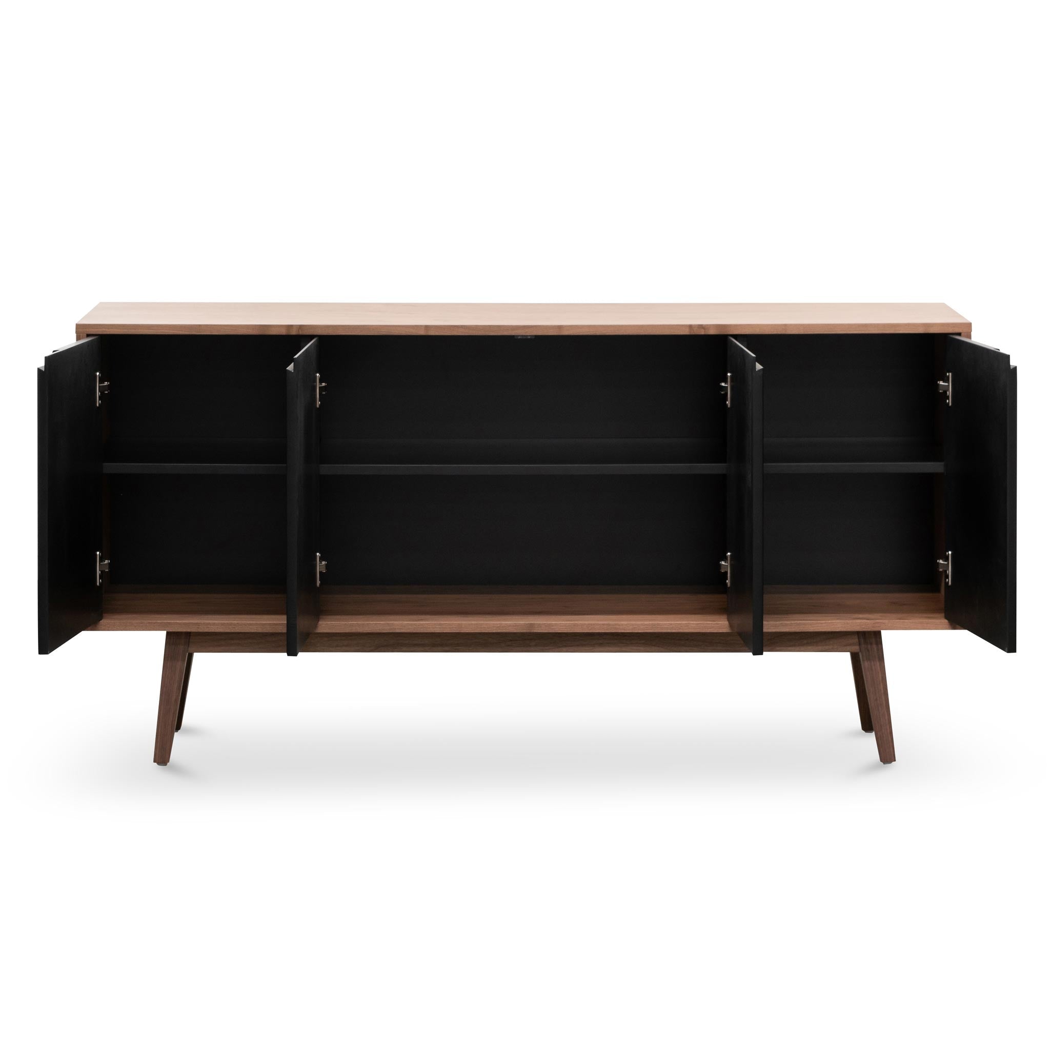 Marc 1.6m Sideboard Buffet Unit - Walnut with Black Doors