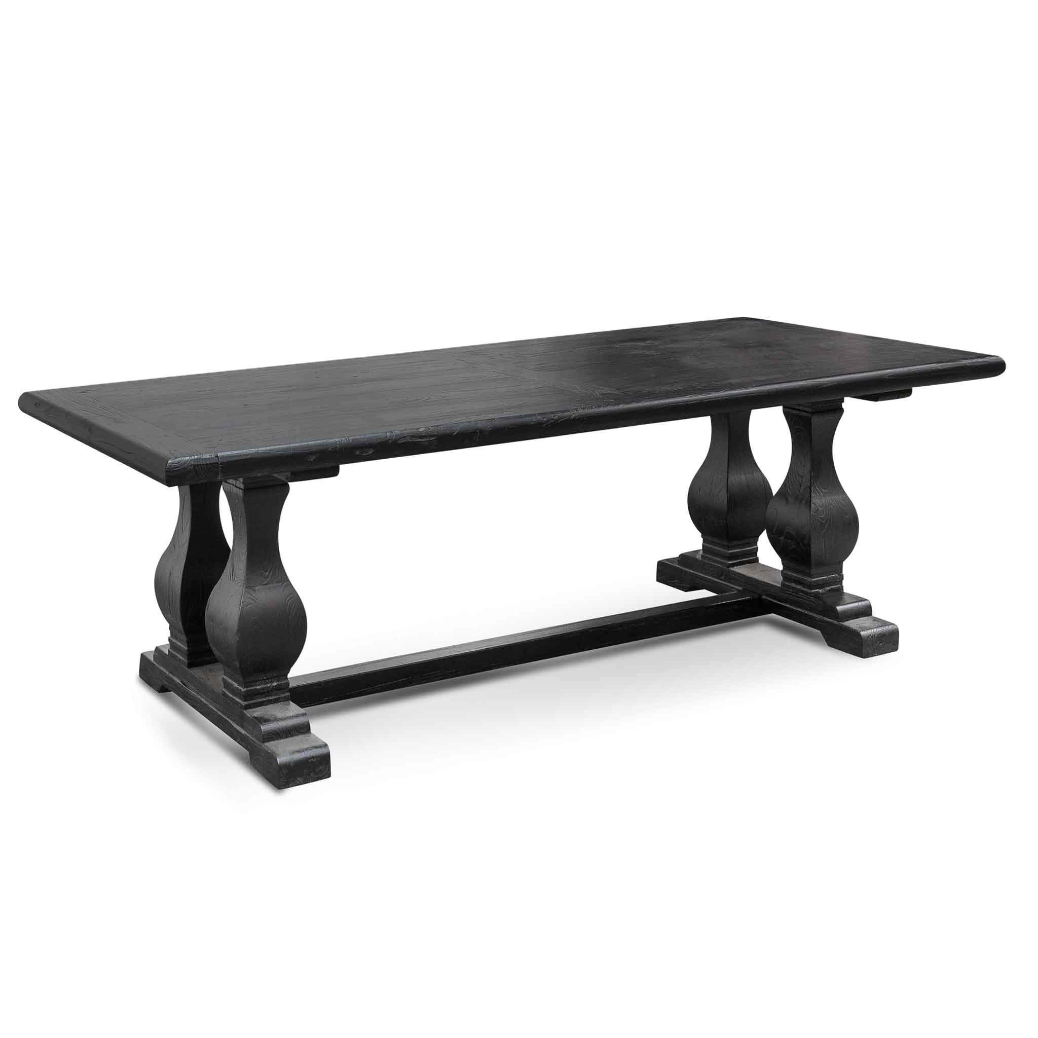 Artica Elm Wood Dining Table 2.4m - Full Black