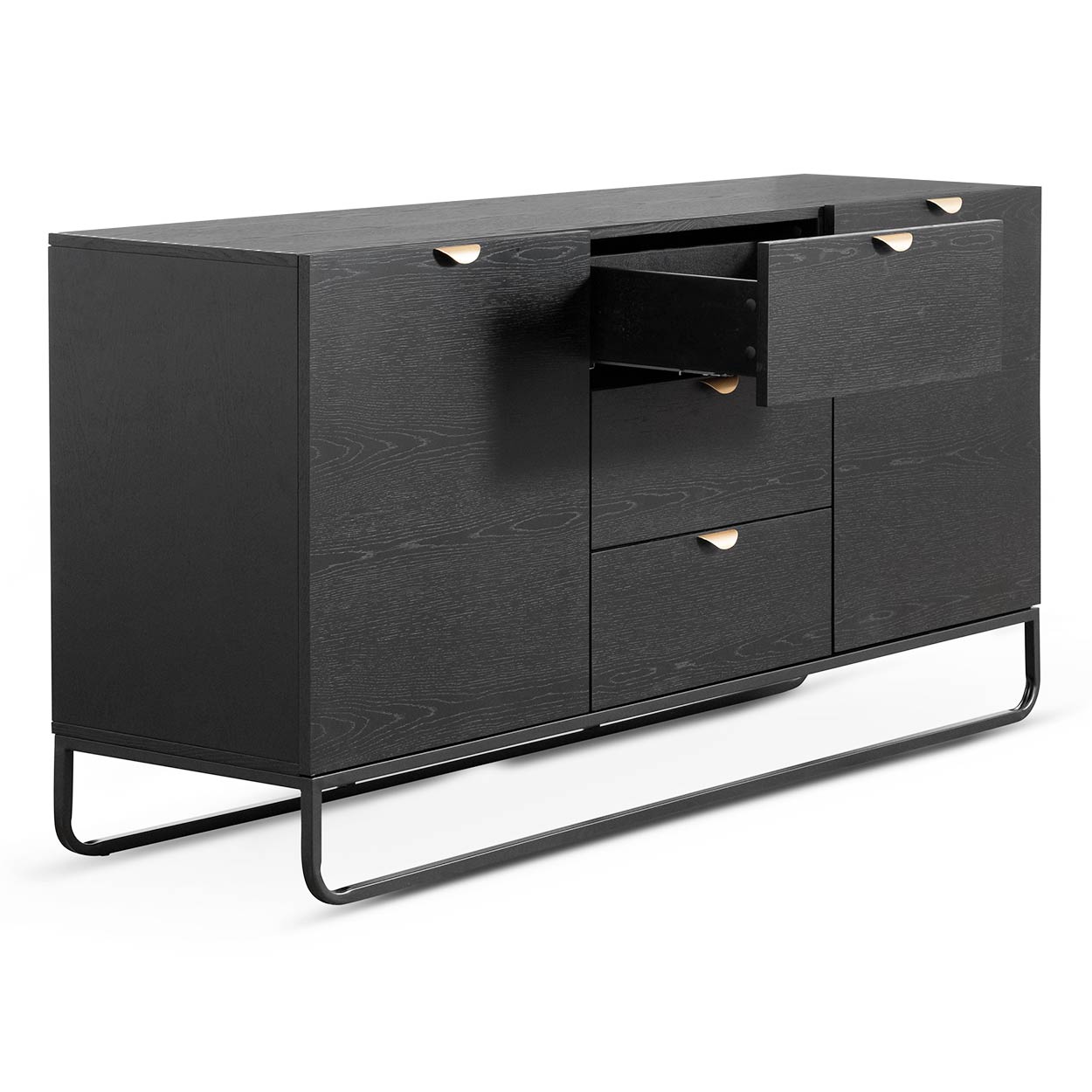 1.75m Wooden Sideboard - Black