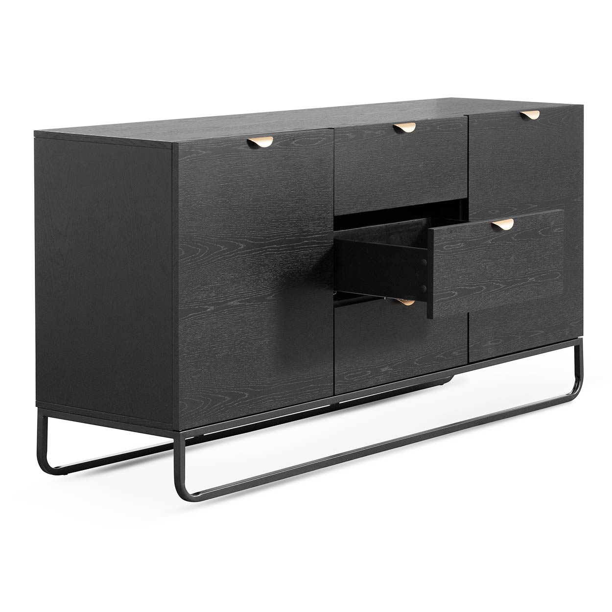 1.75m Wooden Sideboard - Black