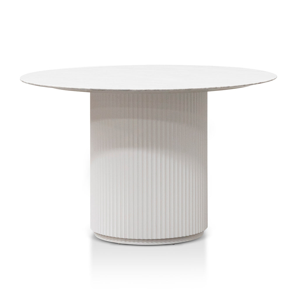 CDT6757-DW 1.2m Round Marble Dining Table - White