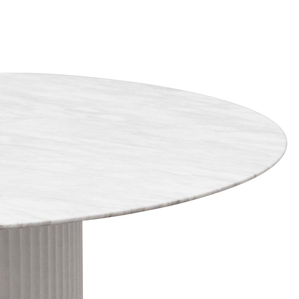 CDT6757-DW 1.2m Round Marble Dining Table - White