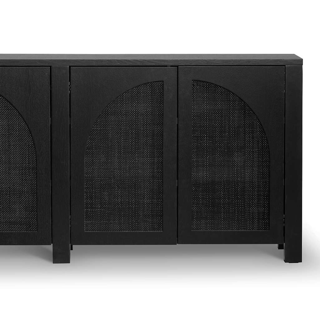 1.95m Black Oak Sideboard Unit - Rattan