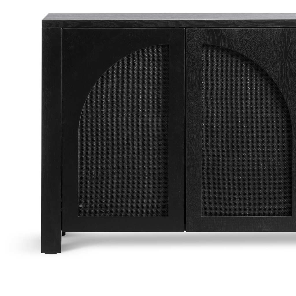 1.95m Black Oak Sideboard Unit - Rattan