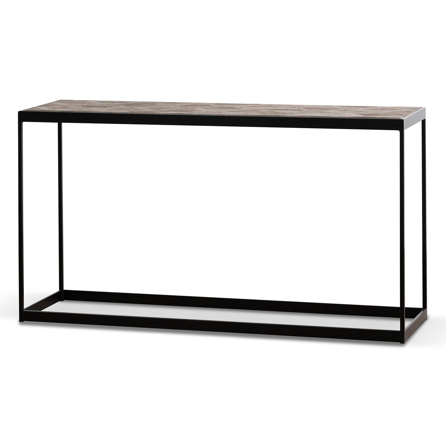 Ian 140cm Console Table in Dark Natural - Black Frame