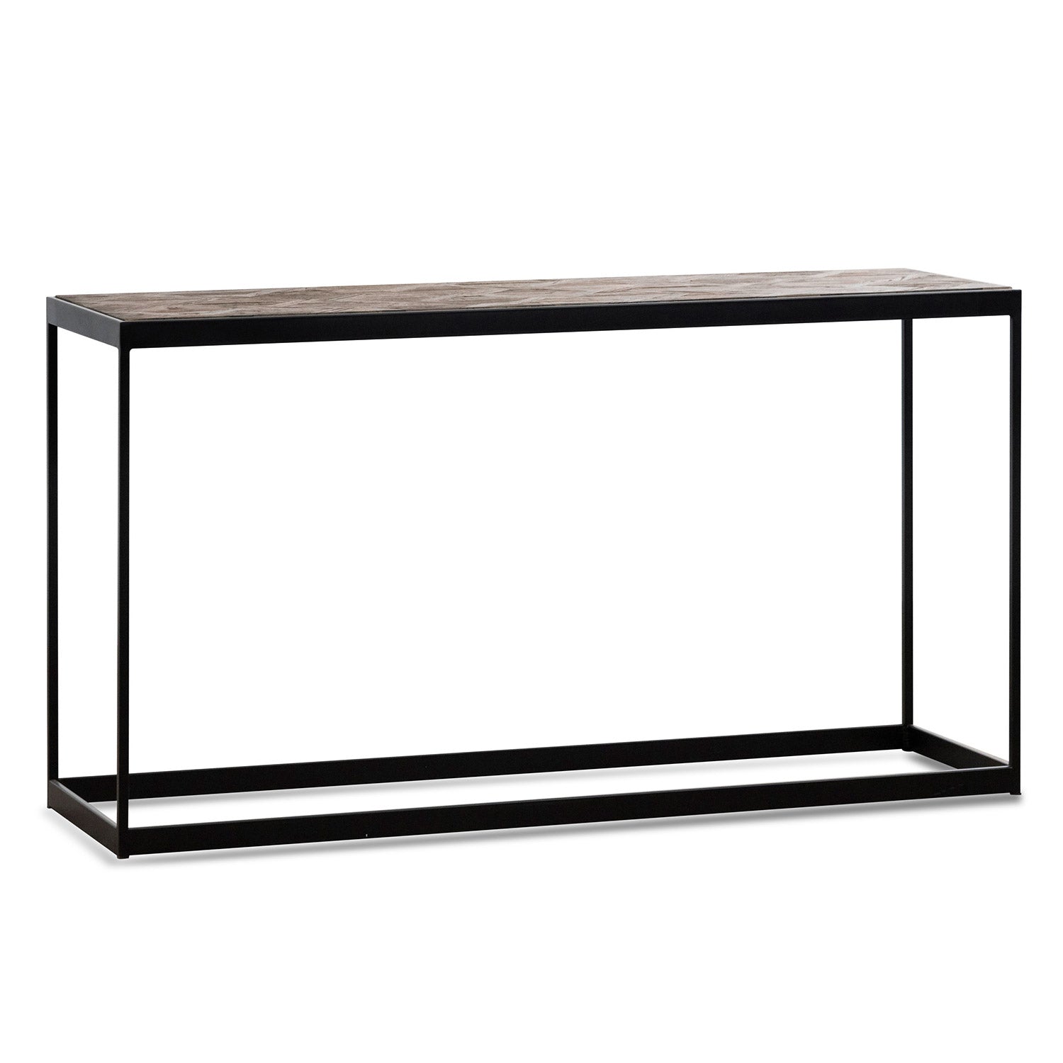 Ian 140cm Console Table in Dark Natural - Black Frame