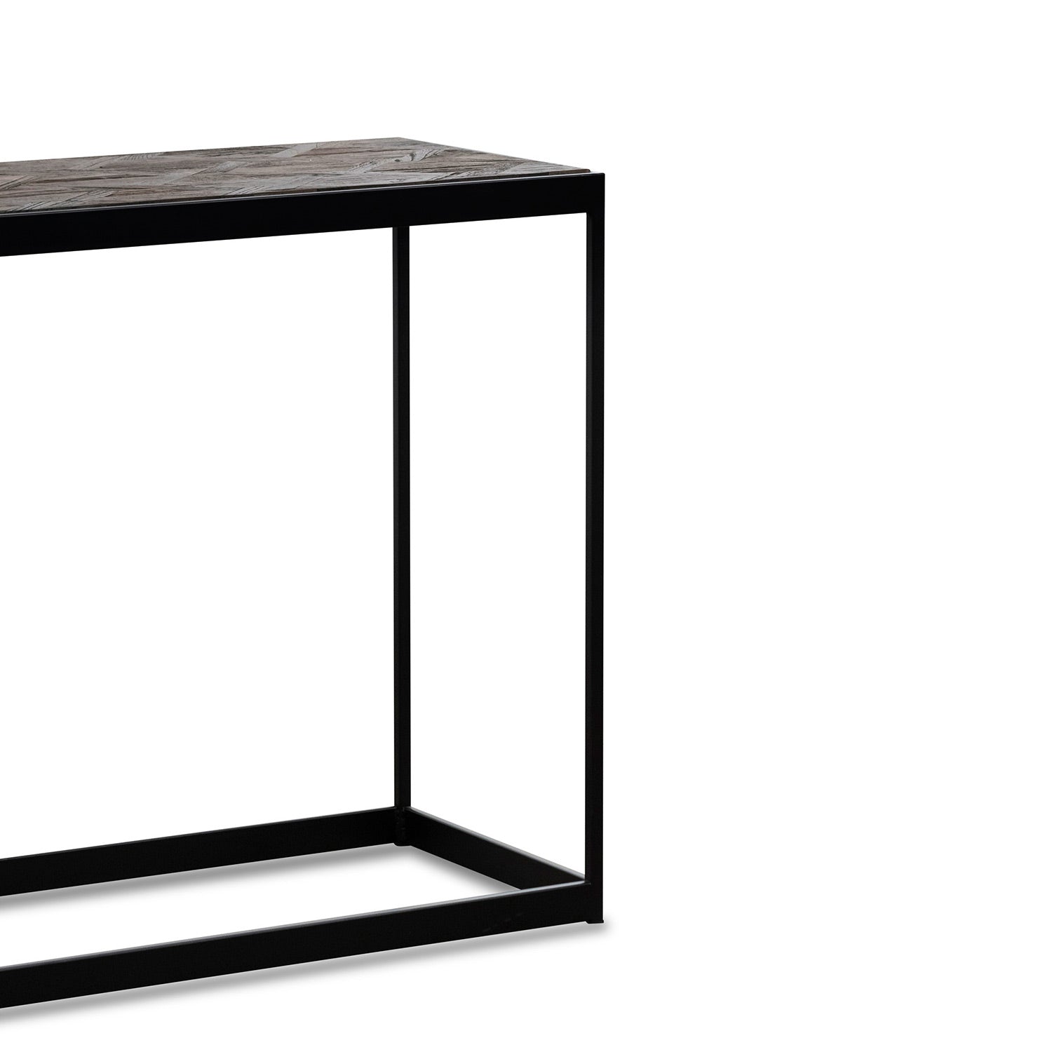 Ian 140cm Console Table in Dark Natural - Black Frame