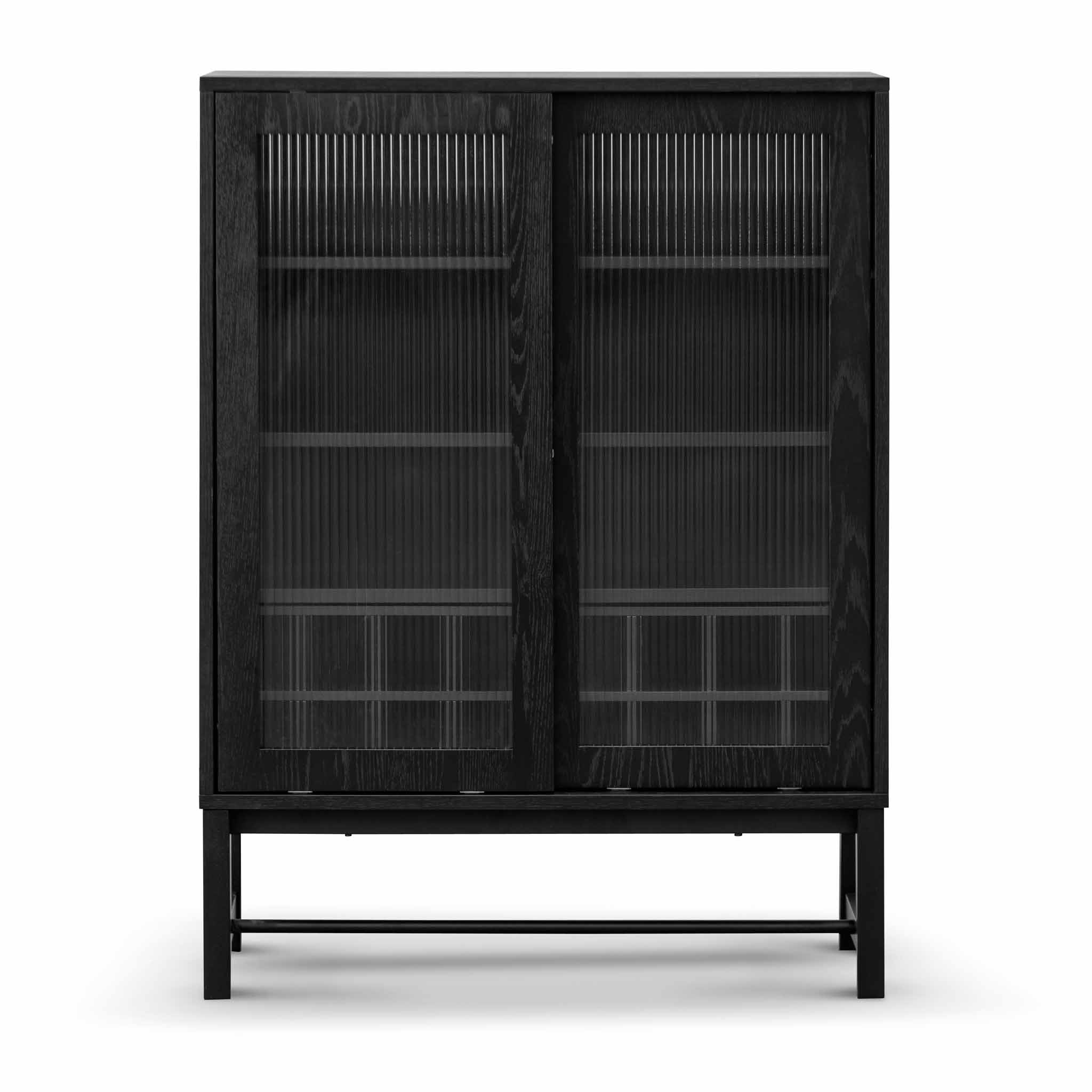 Dame Black Bar Cabinet - Flute Glass Doors