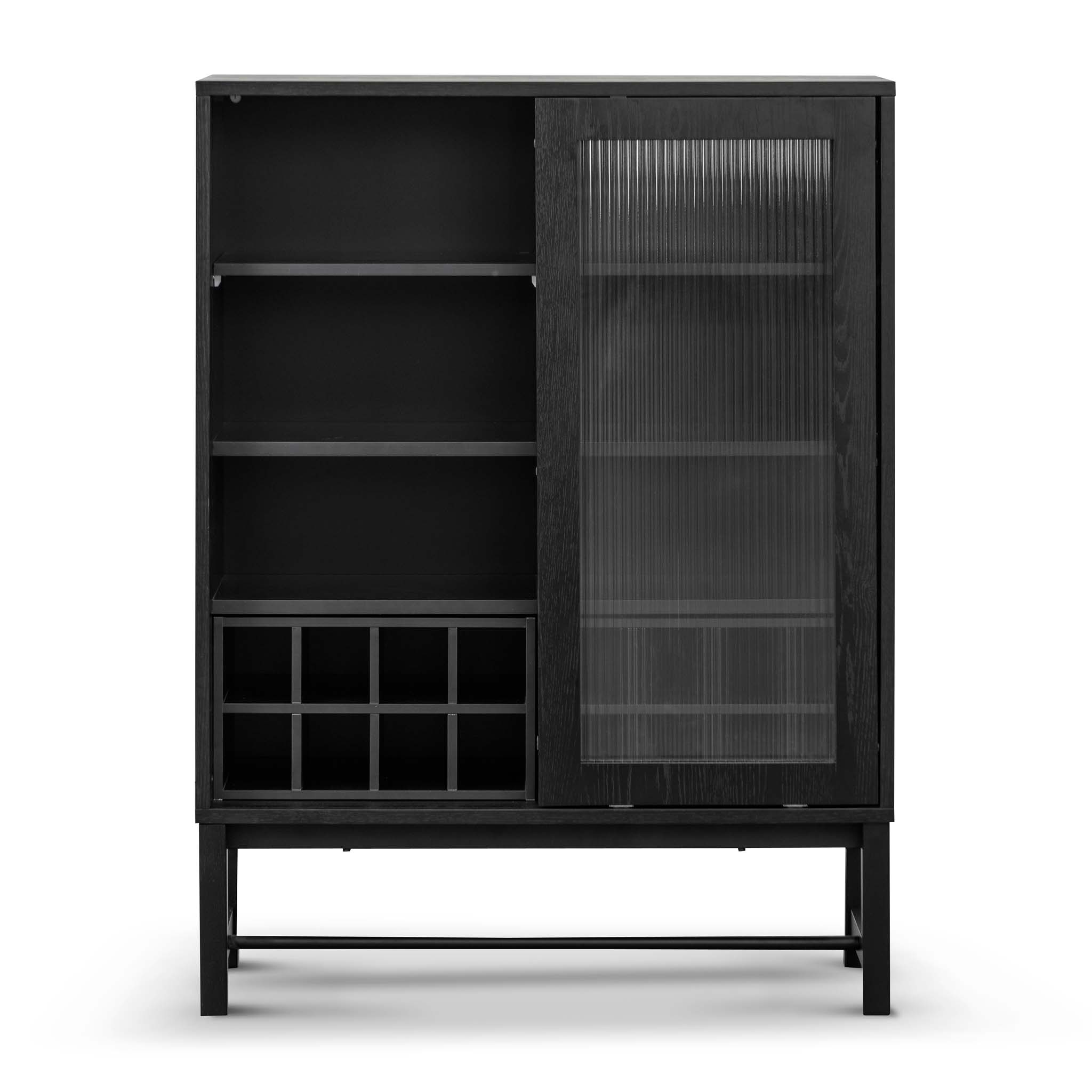 Dame Black Bar Cabinet - Flute Glass Doors
