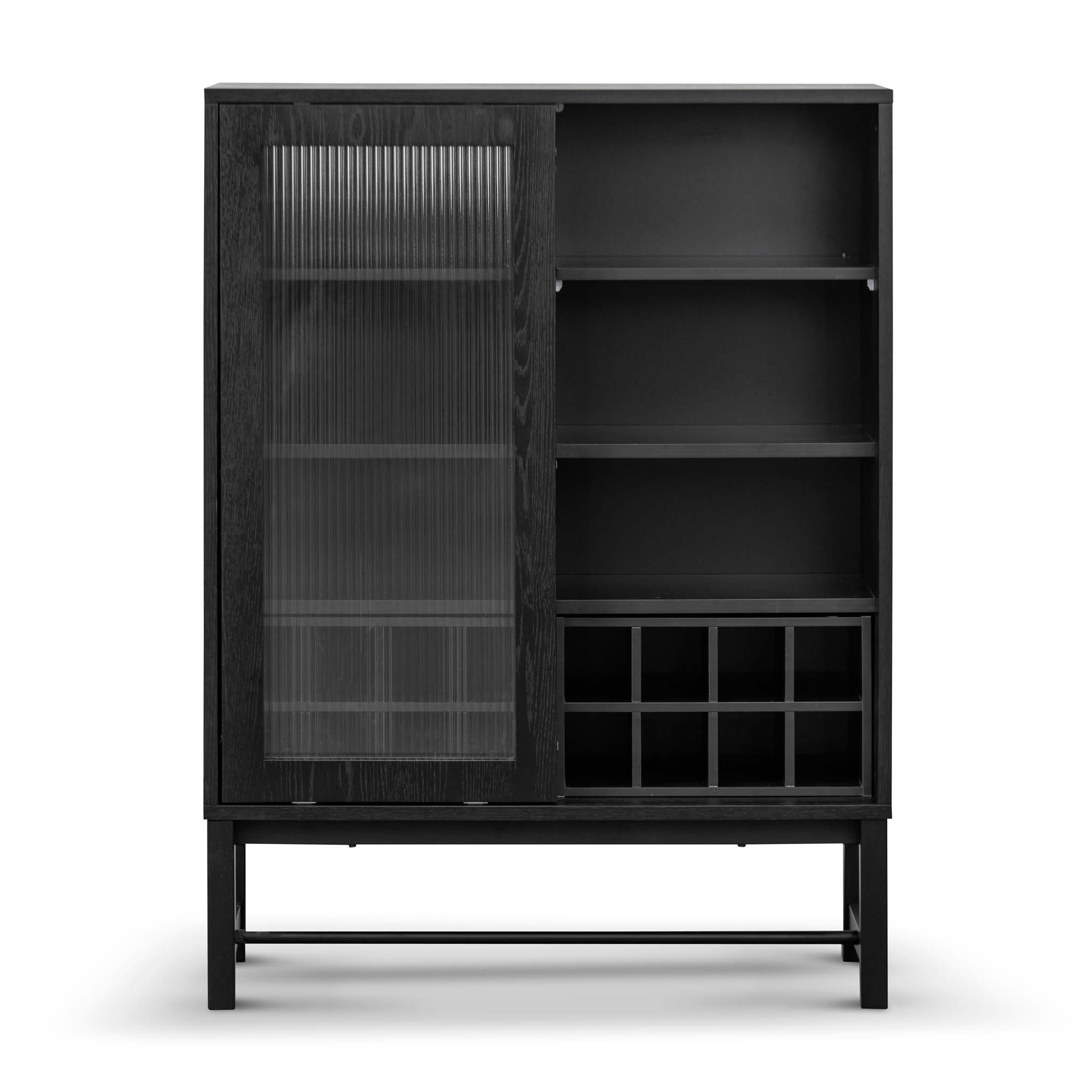 Dame Black Bar Cabinet - Flute Glass Doors