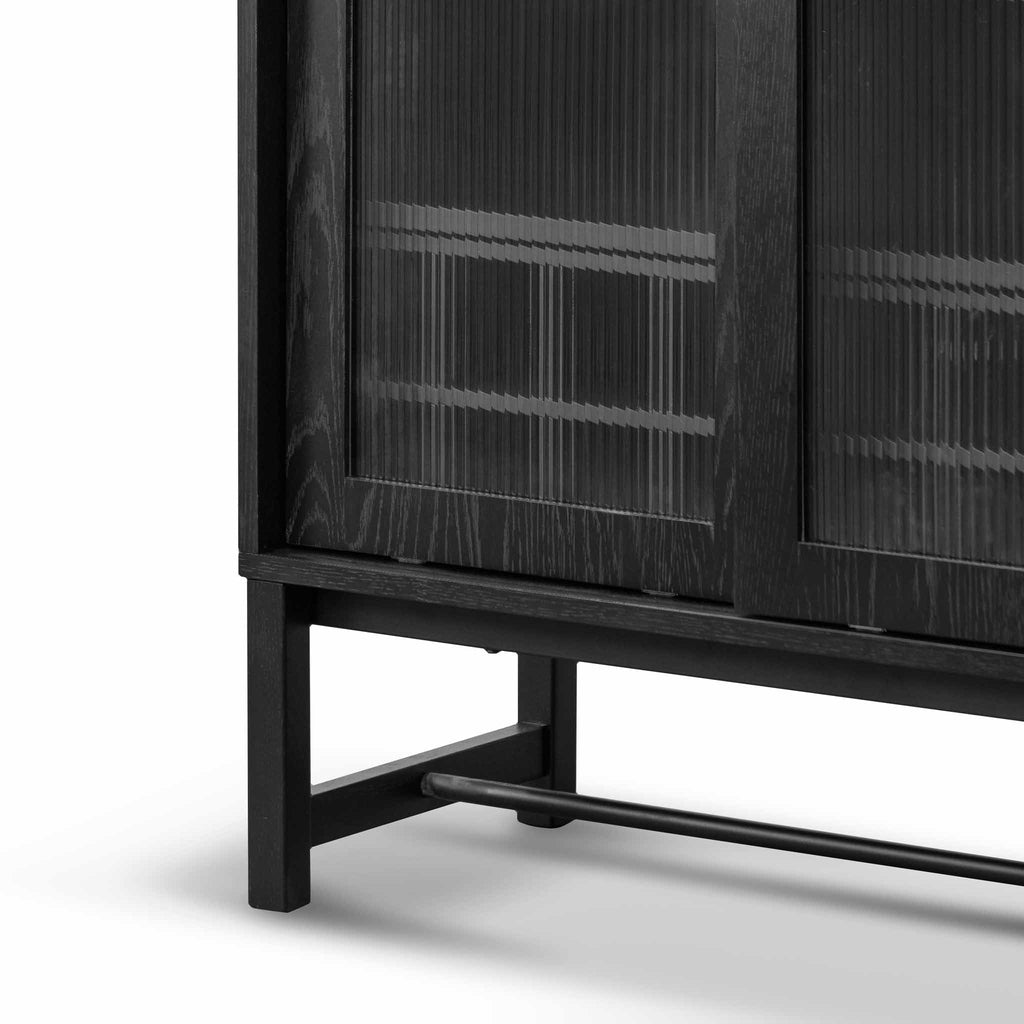 Dame Black Bar Cabinet - Flute Glass Doors